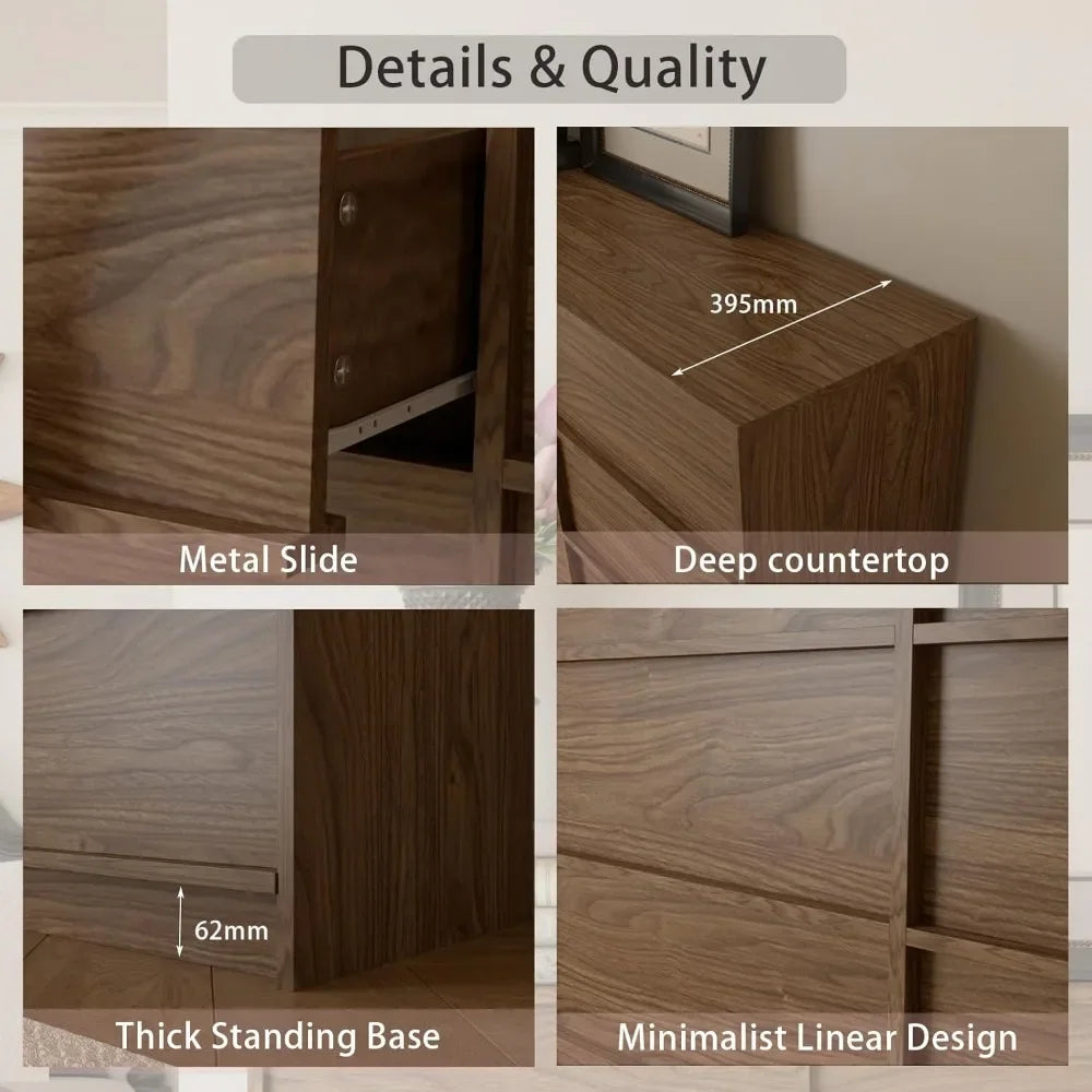 9 Drawer Walnut Dresser for Bedroom Storage and Organization