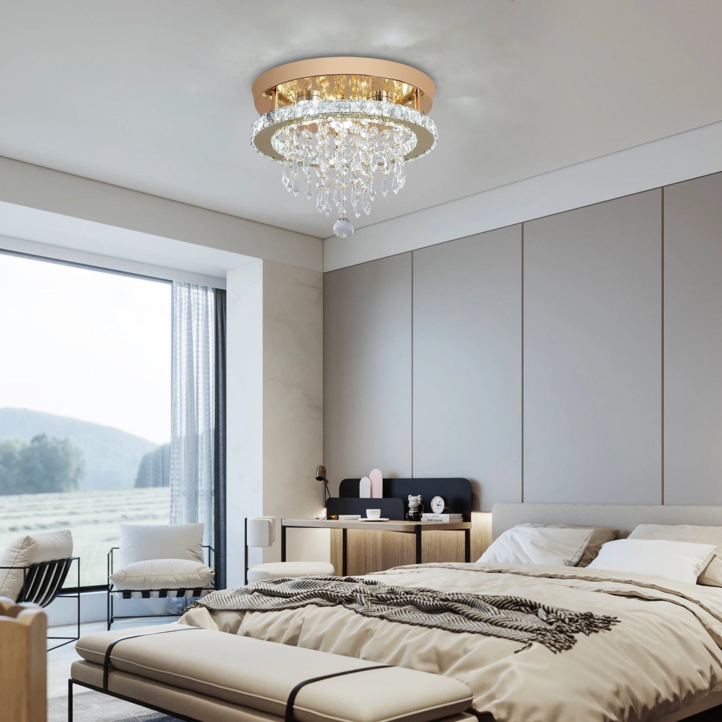 VETRULUS Luxury Crystal Chandelier Modern LED Ceiling Light