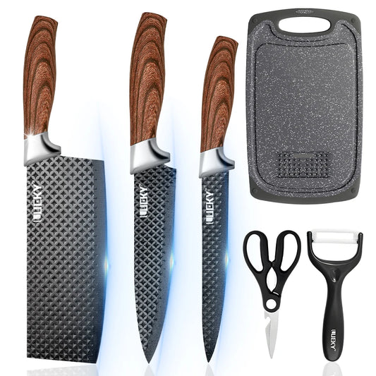 MDHAND 6 Piece Kitchen Knife Set Stainless Steel With Non Slip Handle