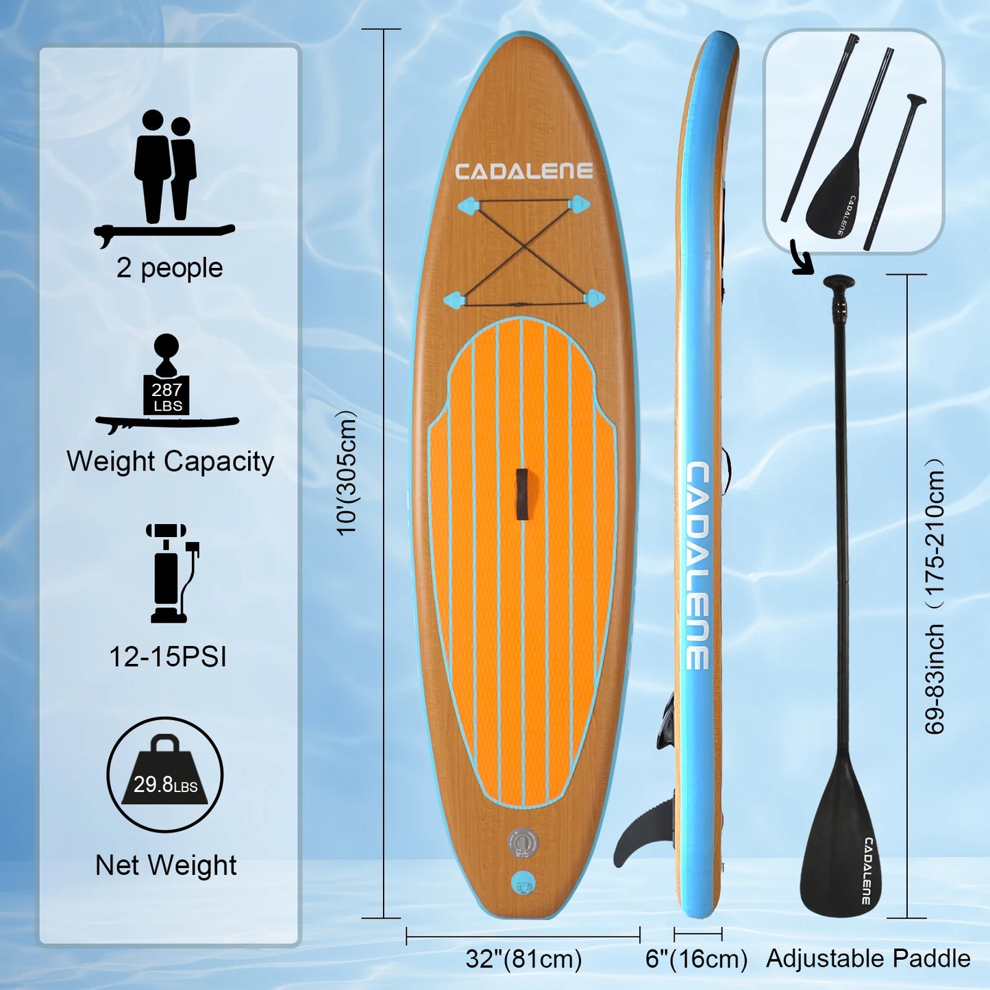 CADALENE Inflatable Stand Up Paddle Board Durable Lightweight SUP