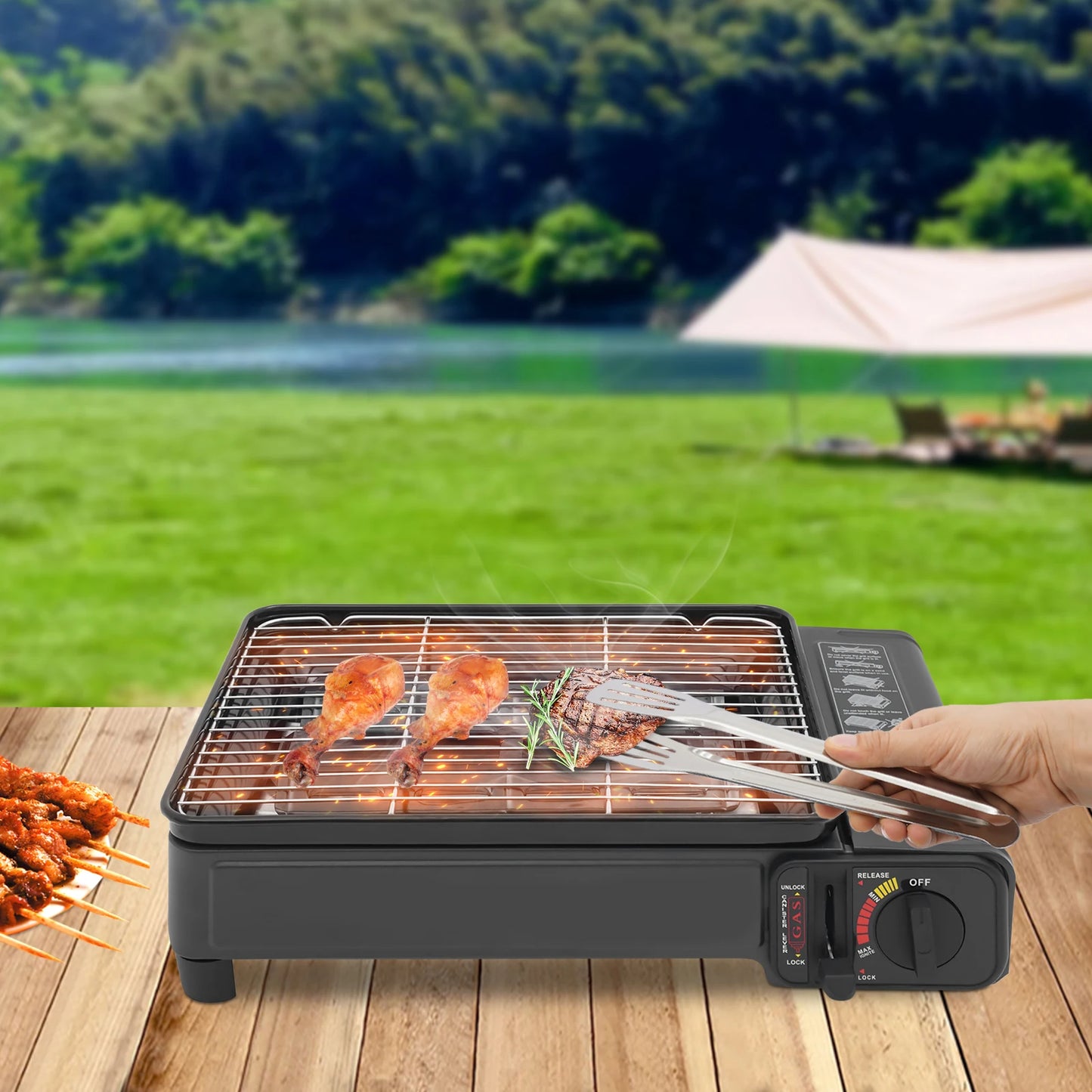 Portable Gas Barbecue Stove For Outdoors With Carrying Case