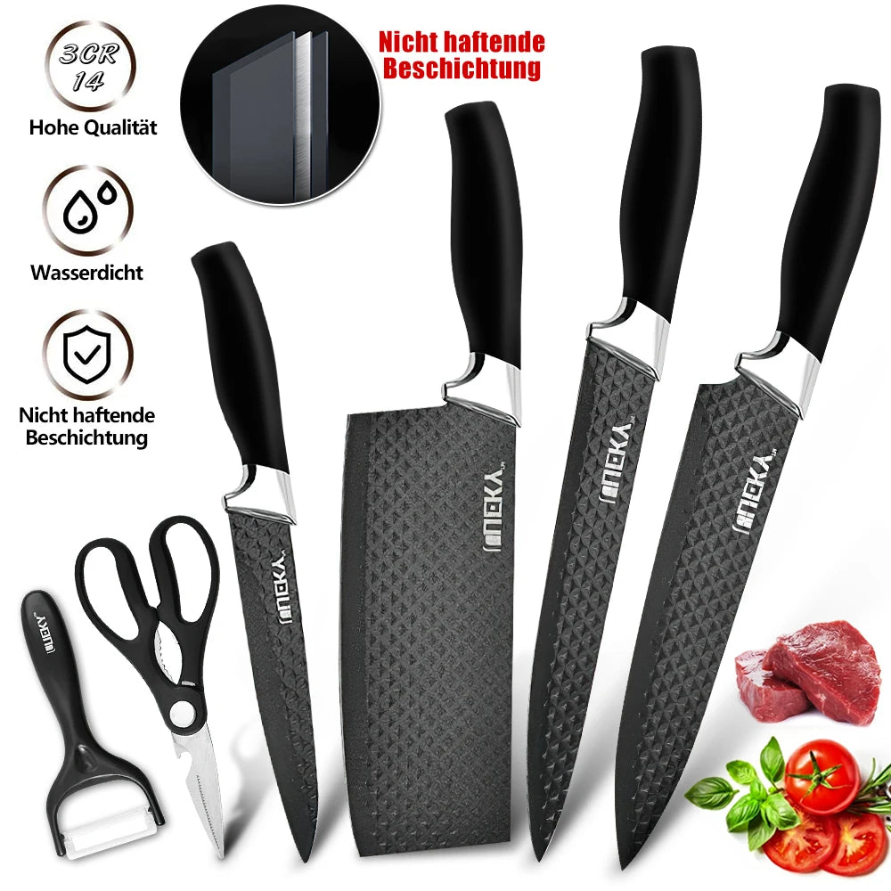 MDHAND 6 Piece Kitchen Knife Set Stainless Steel With Non Slip Handle