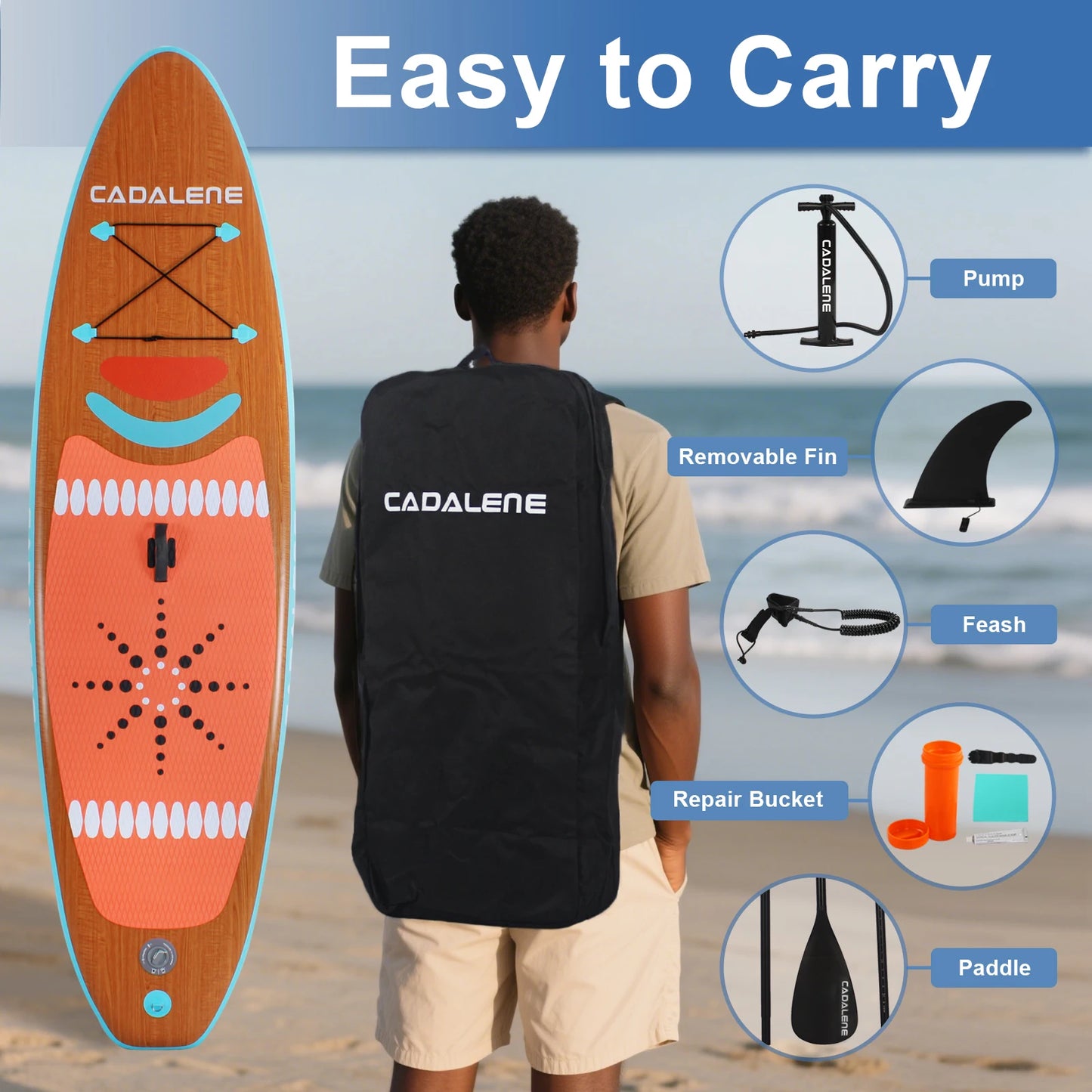 Cadalene Inflatable Stand Up Paddle Board With Premium Accessories
