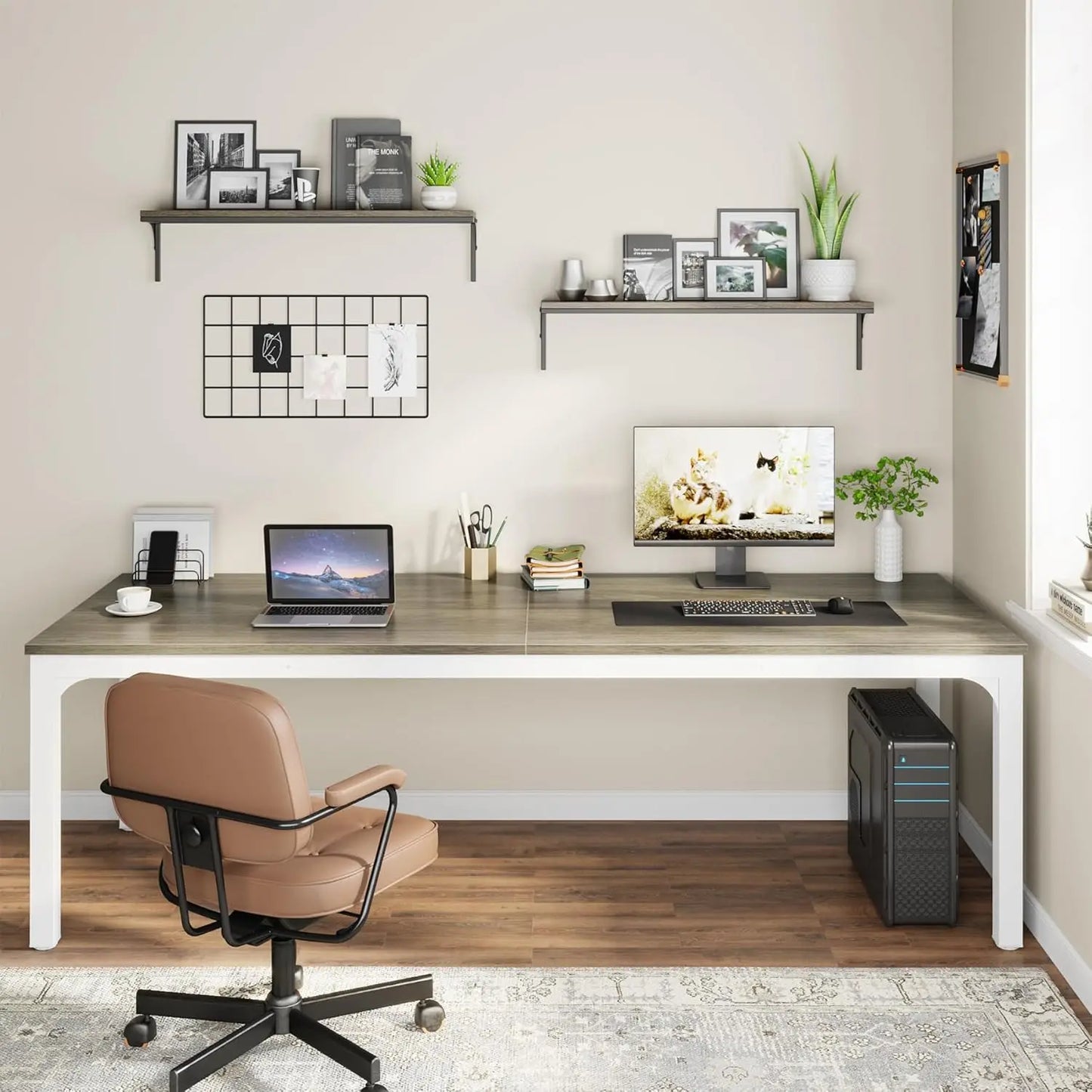LITTLE TREE Two Person Computer Desk For Home Office