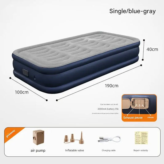 PVC Inflatable Mattress With Built In Pump Indoor Outdoor Camping