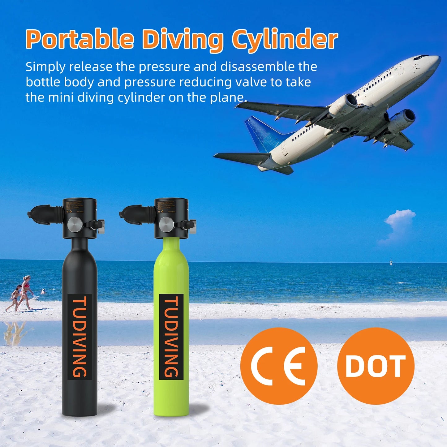 TUDIVING Mini Scuba Tank Set With Full Face Snorkel Mask