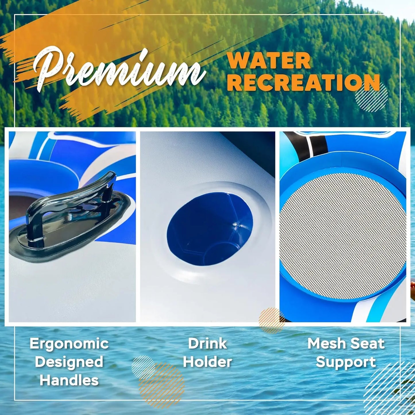 Heavy Duty River Tube Inflatable Water Float With Detachable Canopy