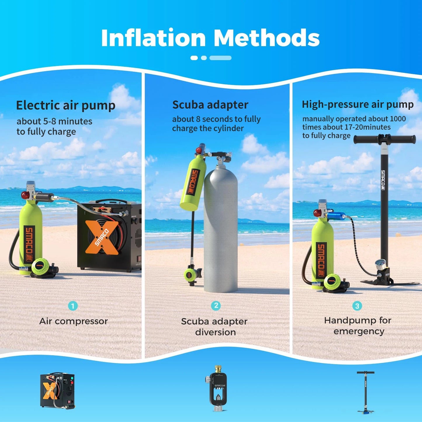 SMACO Portable Scuba Tank Kit 15 To 20 Minute Air Dive Time