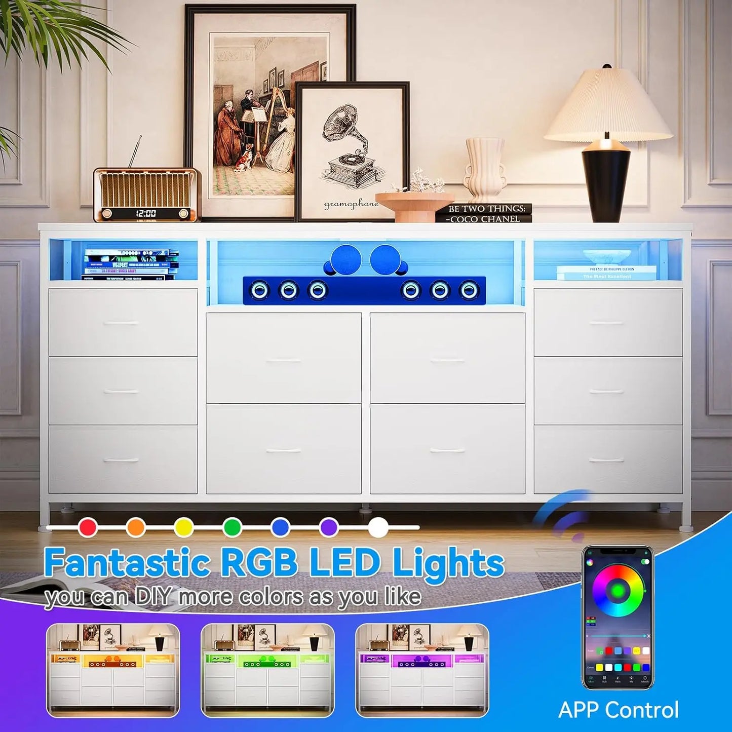 Studyset 10 Drawer Dresser TV Stand Entertainment Center