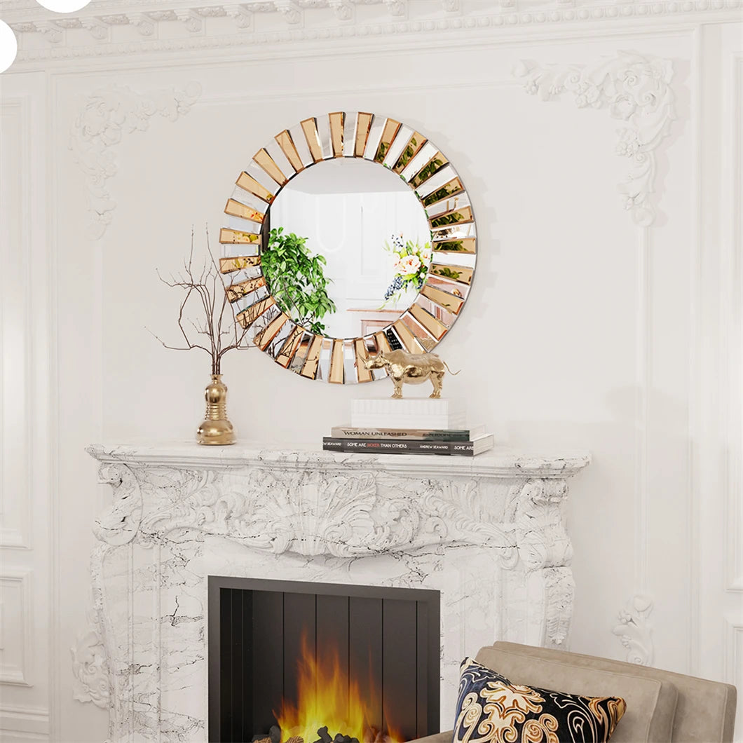 BORWARTH Round Wall Mirror Decor For Hallway And Bathroom Accent