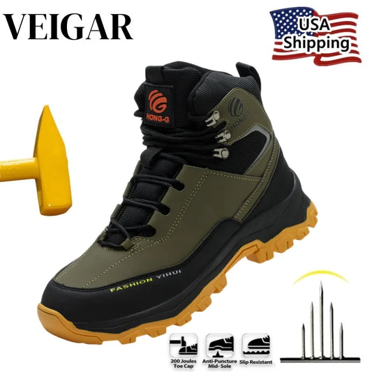 VEIGAR Protective Work Shoes For Men AntiPuncture Steel Toe Cap