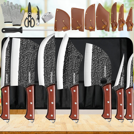 ZENG Kitchen Knives Set With Cleaver Boning And Fillet Knives