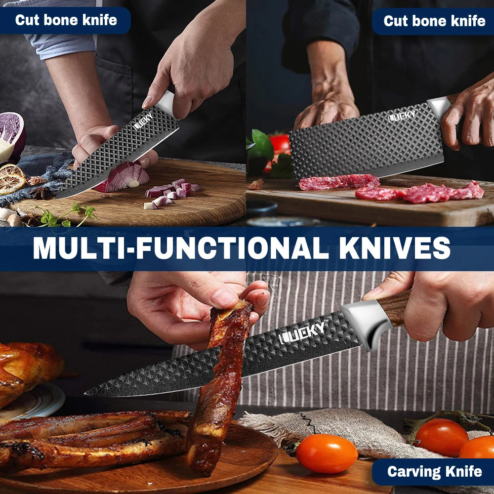 MDHAND 6 Piece Kitchen Knife Set Stainless Steel With Non Slip Handle