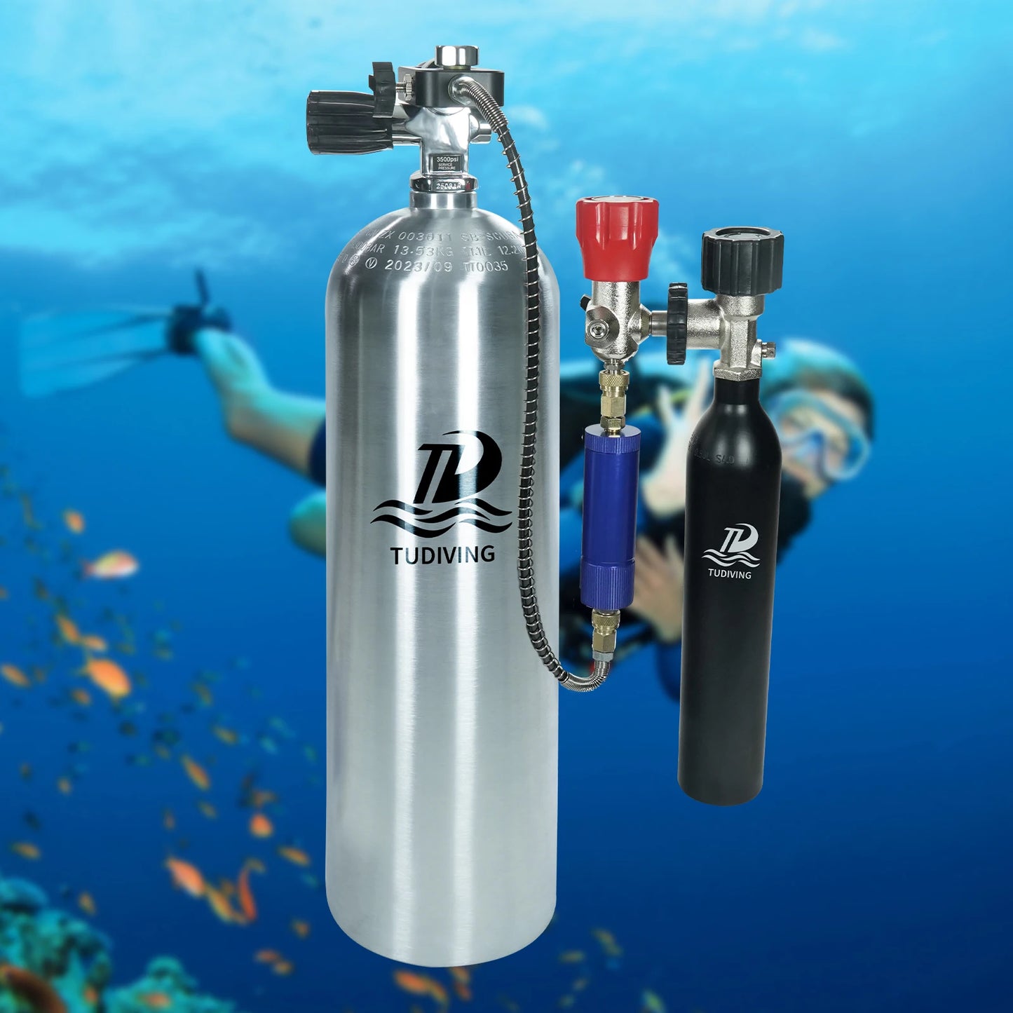 TUDIVING 11.1L Aluminum Scuba Tank With DIN Valve For Diving