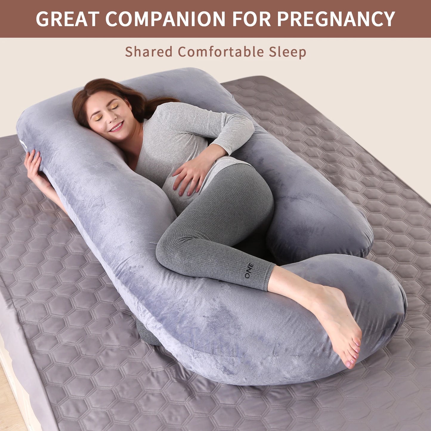 NONECN G Shaped Full Body Pregnancy Pillow With Removable Cover
