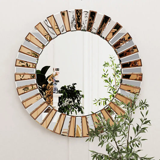 BORWARTH Round Wall Mirror Decor For Hallway And Bathroom Accent