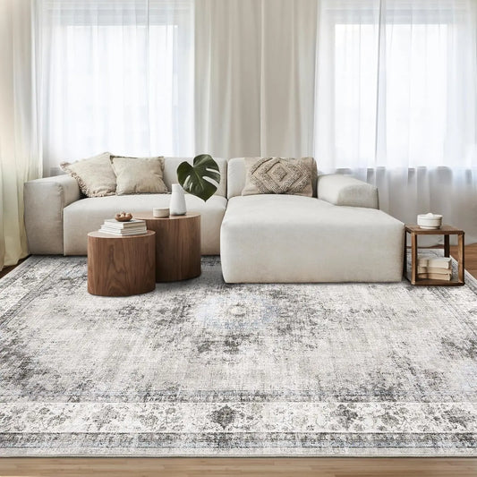 HiMISS Vintage Floral Washable Area Rug Soft Low Pile