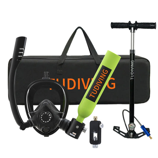 TUDIVING Mini Scuba Tank Set With Full Face Snorkel Mask