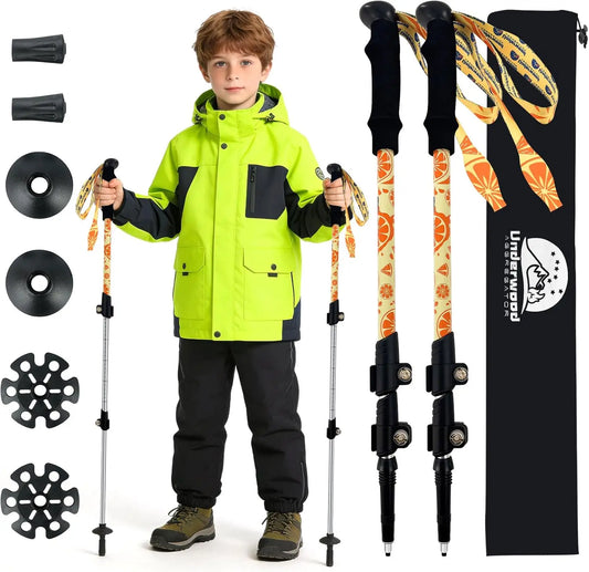 XMSJ Kids Hiking Poles 2Pack Aluminum Trekking Sticks Quick Lock