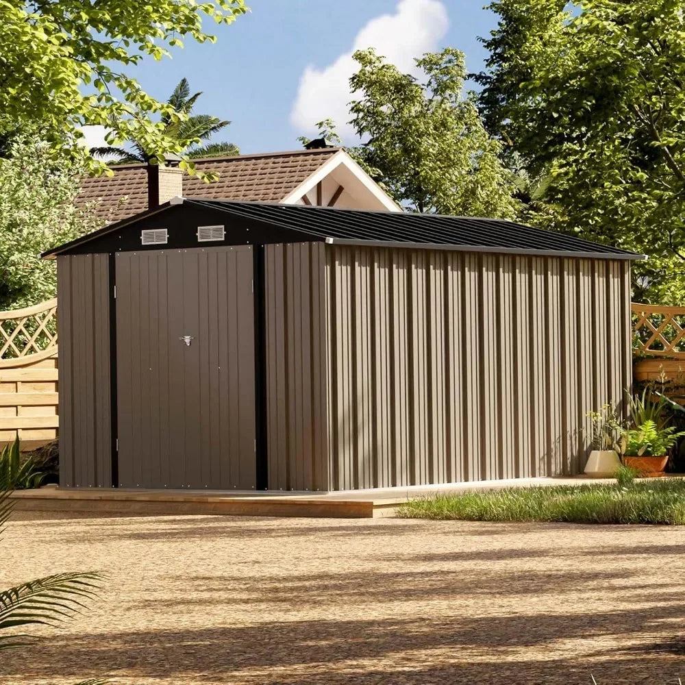 Metal Outdoor Storage Shed With Lockable Doors For Garden Tools