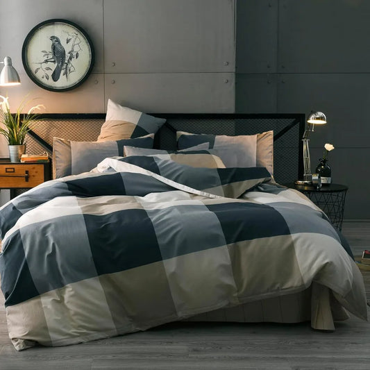 Geometric Checkered Plaid Comforter Set For All Season Bedding