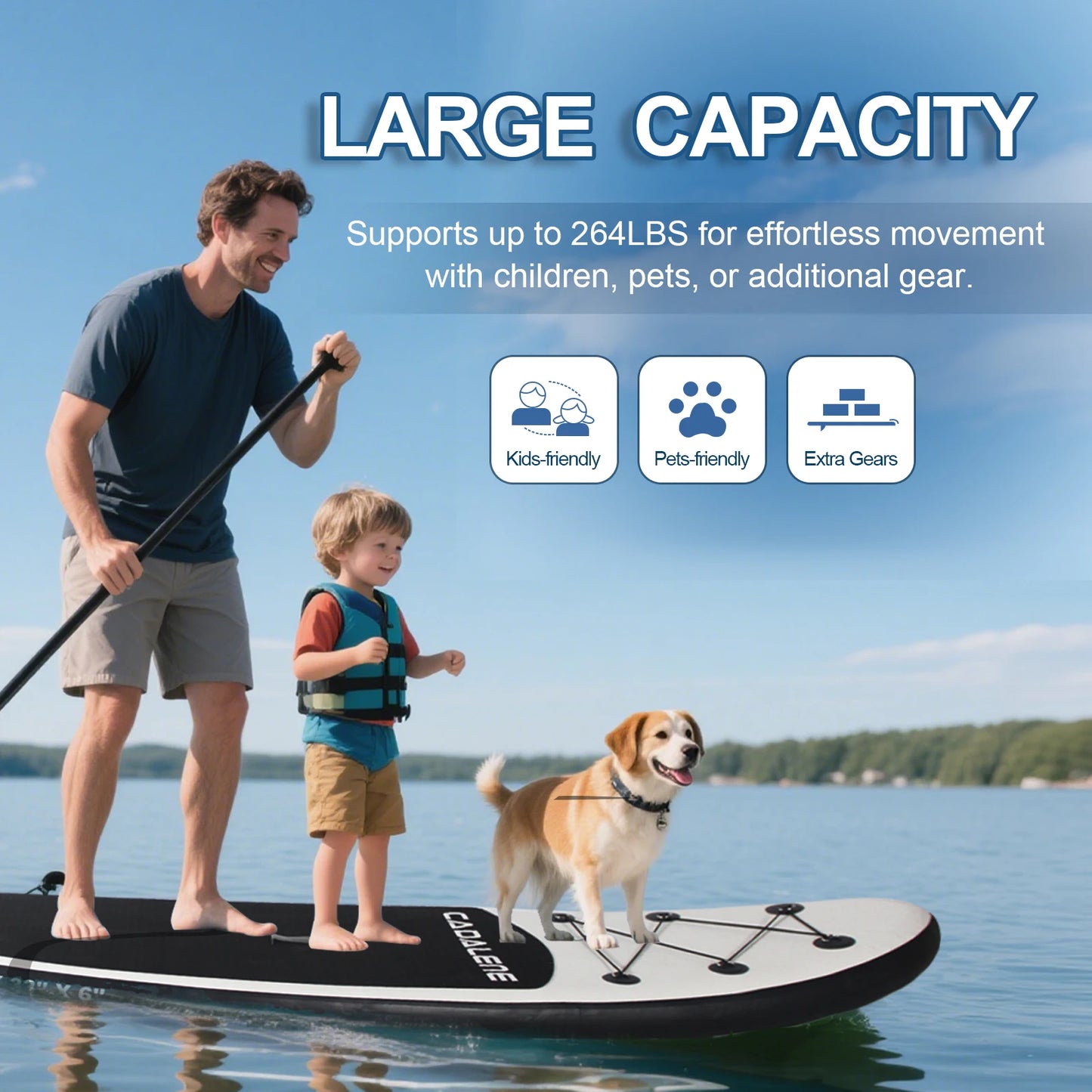 CADALENE Inflatable Stand Up Paddle Board With SUP Accessories