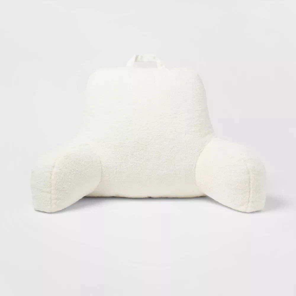 Faux Shearling Back Rest Pillow With Arms For Reading