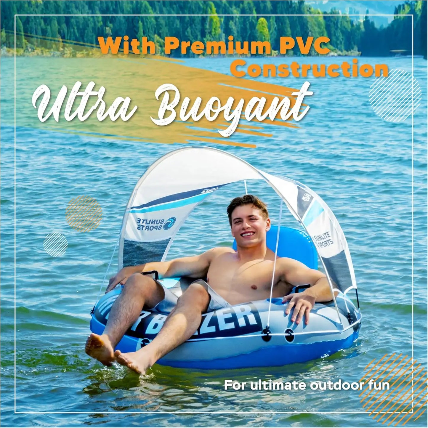 Heavy Duty River Tube Inflatable Water Float With Detachable Canopy