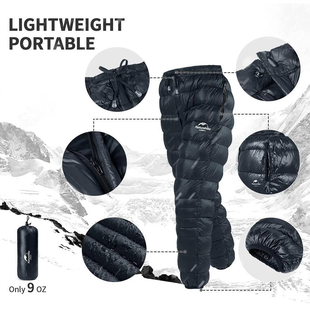 Naturehike Duck Down Pants Men Women Warm Outdoor Hiking Trousers