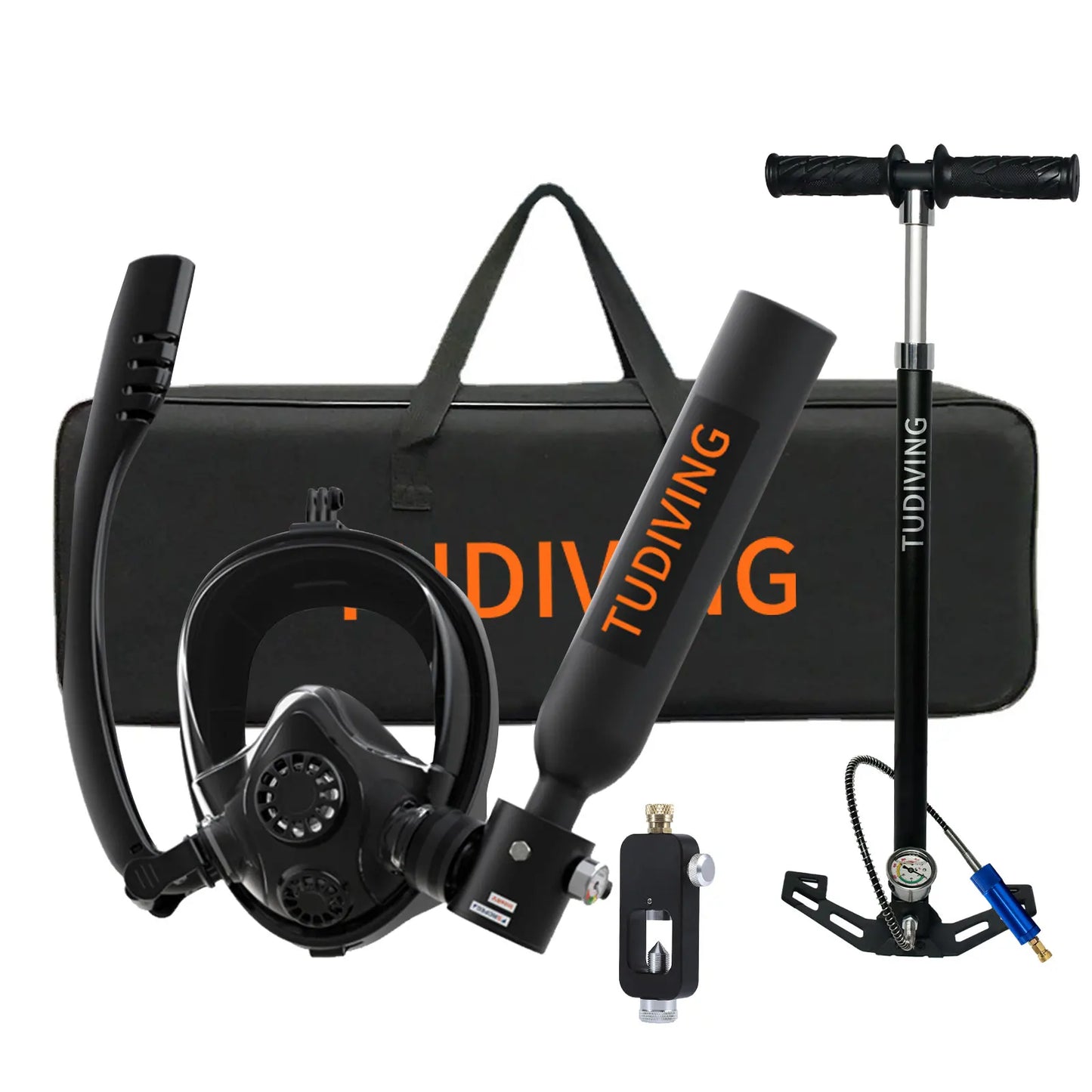 TUDIVING Mini Scuba Tank Set With Full Face Snorkel Mask