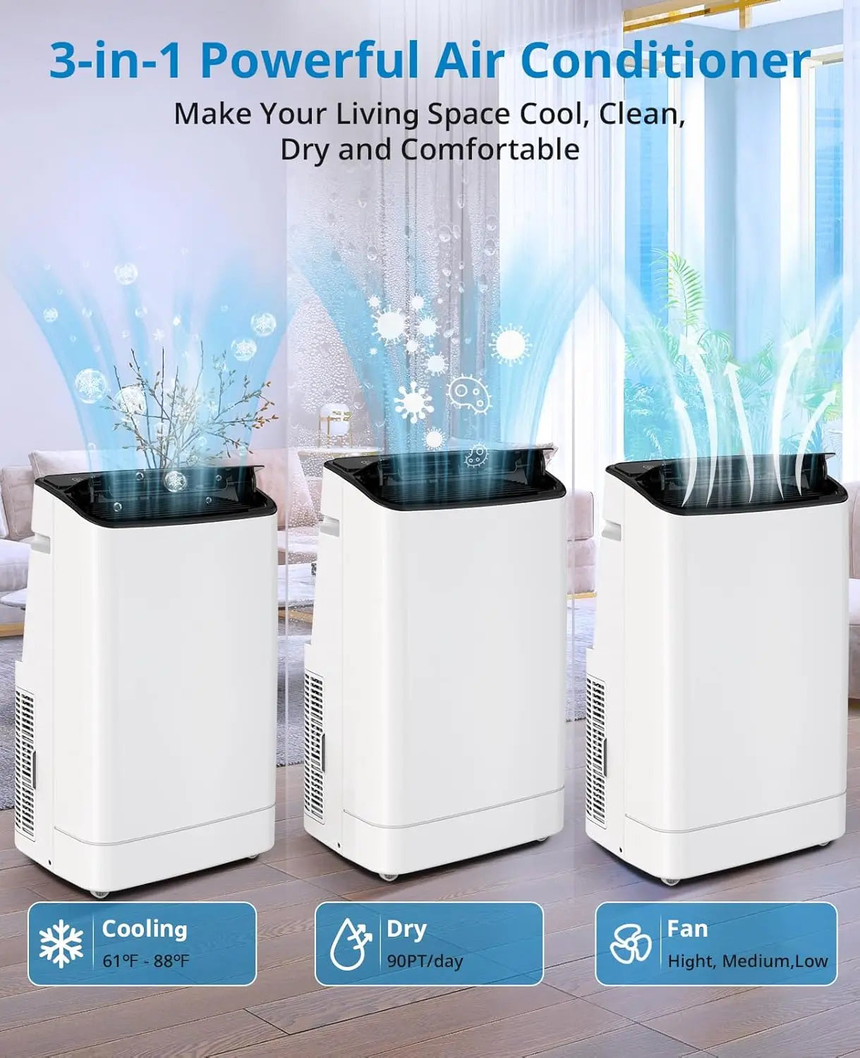 Acekool 14000 BTU Portable Air Conditioner 3 in 1 Dehumidifier