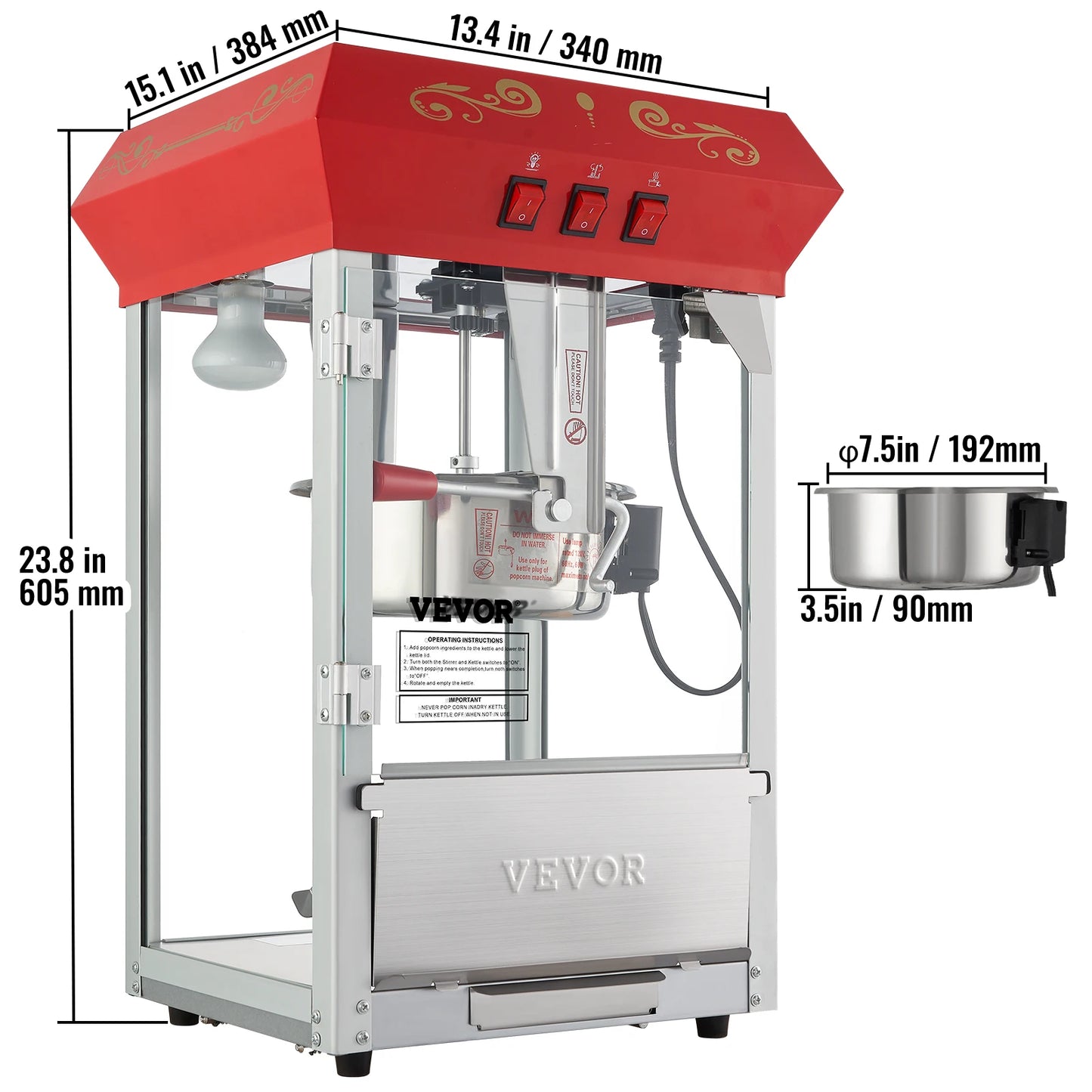 SucceBuy Automatic Electric Popcorn Maker Commercial Popper Machine