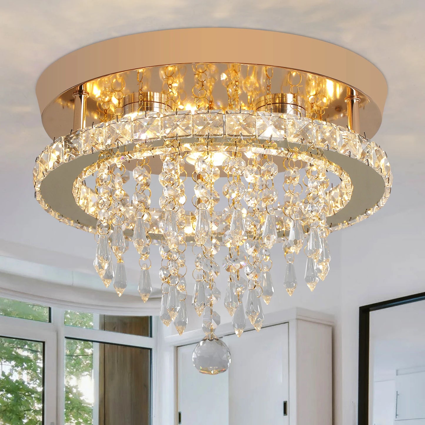VETRULUS Luxury Crystal Chandelier Modern LED Ceiling Light