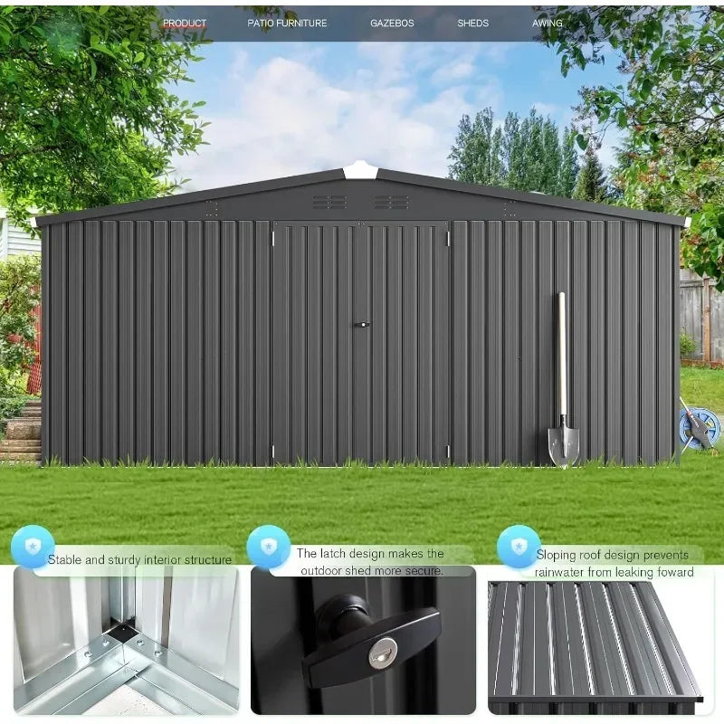 Outdoor Metal Storage Shed With Lockable Doors Steel Yard Shed