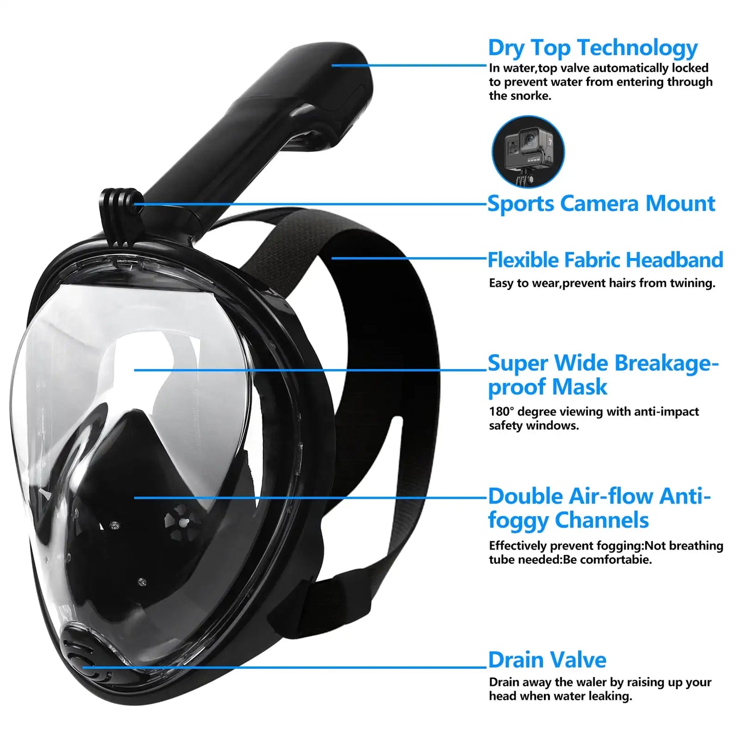 G2 Full Face Snorkel Mask Dual Channel Exhaust Anti Fog