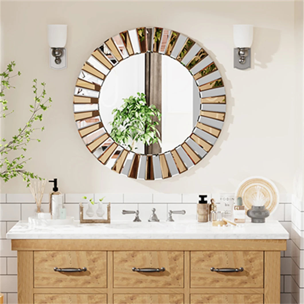 BORWARTH Round Wall Mirror Decor For Hallway And Bathroom Accent