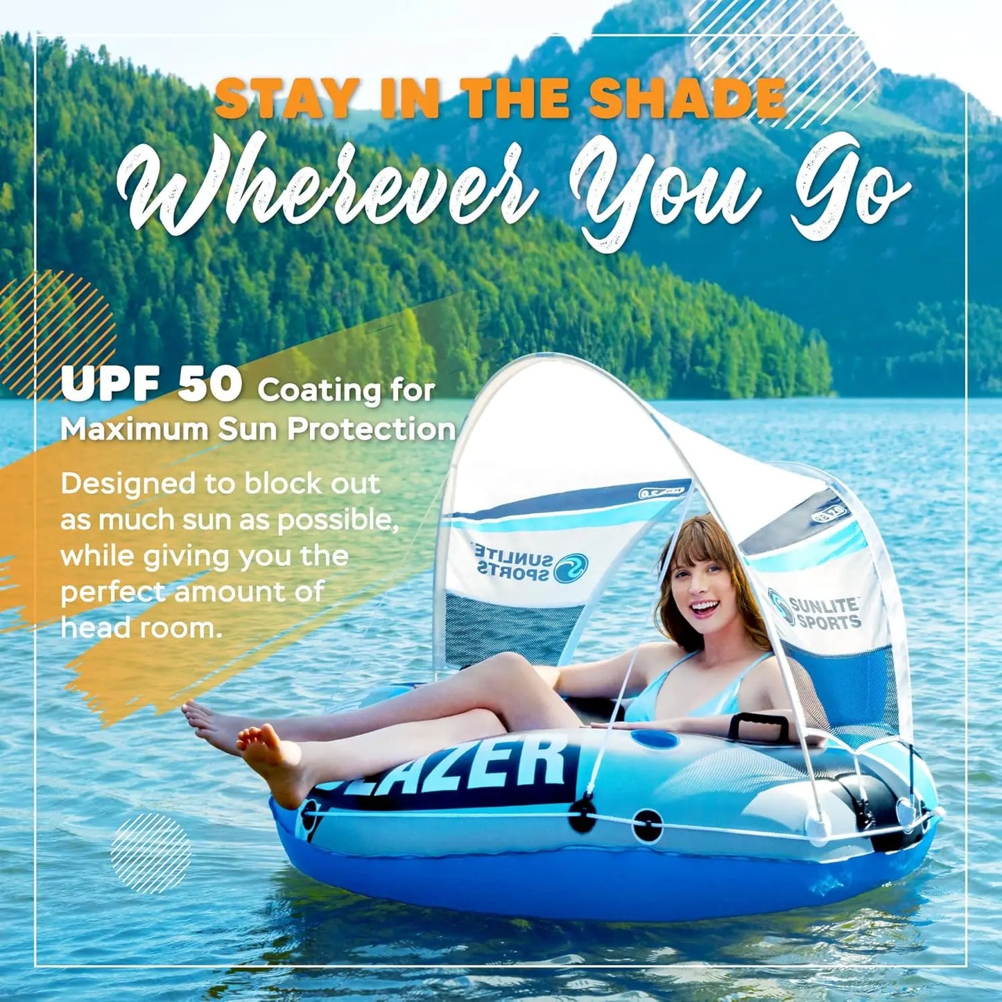 Heavy Duty River Tube Inflatable Water Float With Detachable Canopy