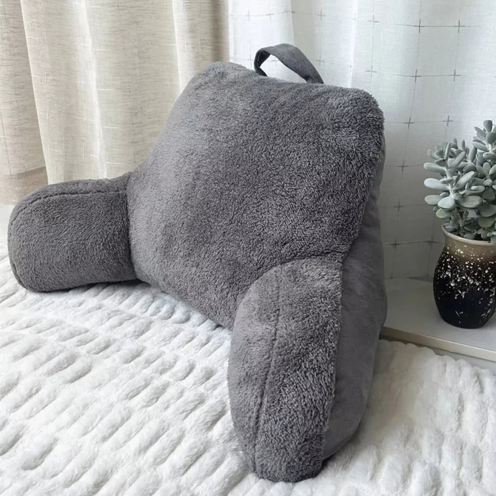 Faux Shearling Back Rest Pillow With Arms For Reading