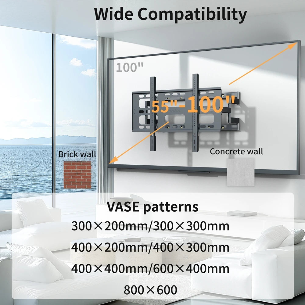 Unho Heavy Duty TV Wall Mount Full Motion Bracket Pro