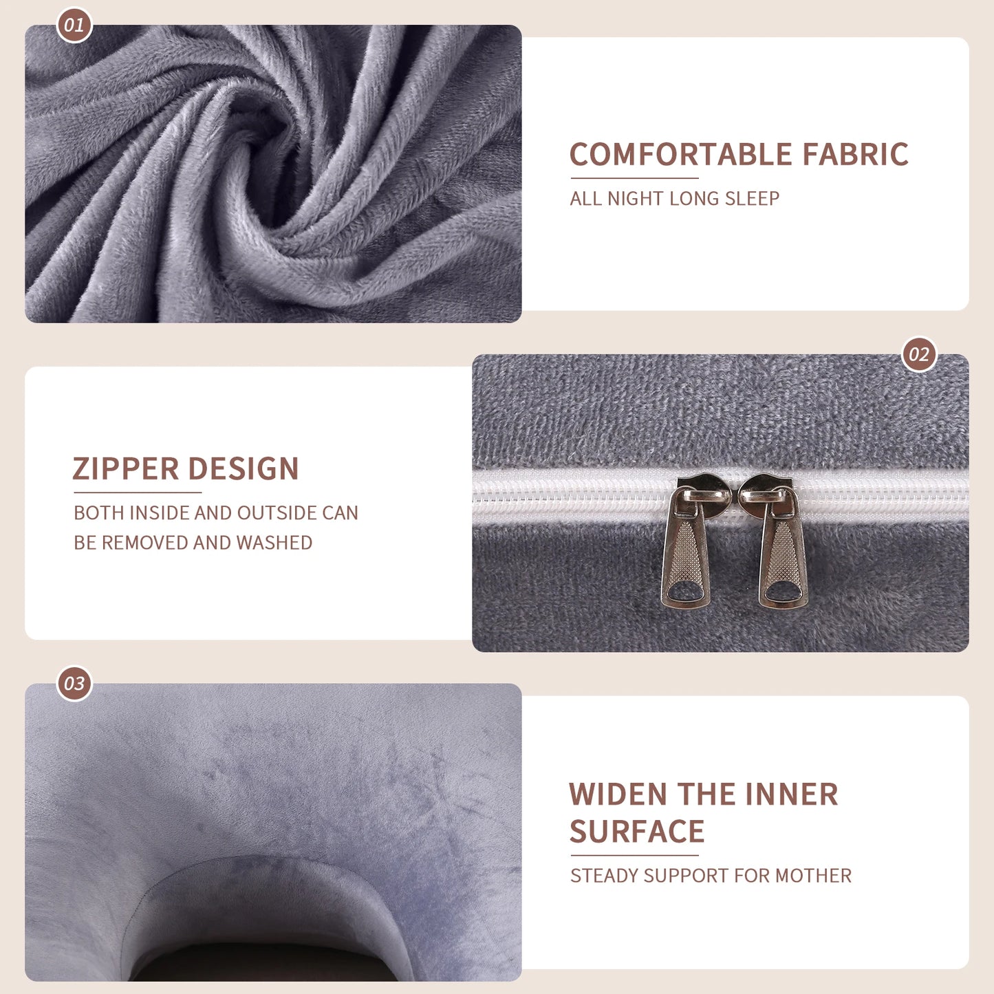 NONECN G Shaped Full Body Pregnancy Pillow With Removable Cover