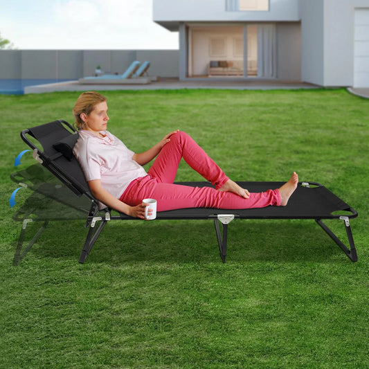 Bymaocar Portable Folding Camping Cot 4 Position Adjustable Load 120kg