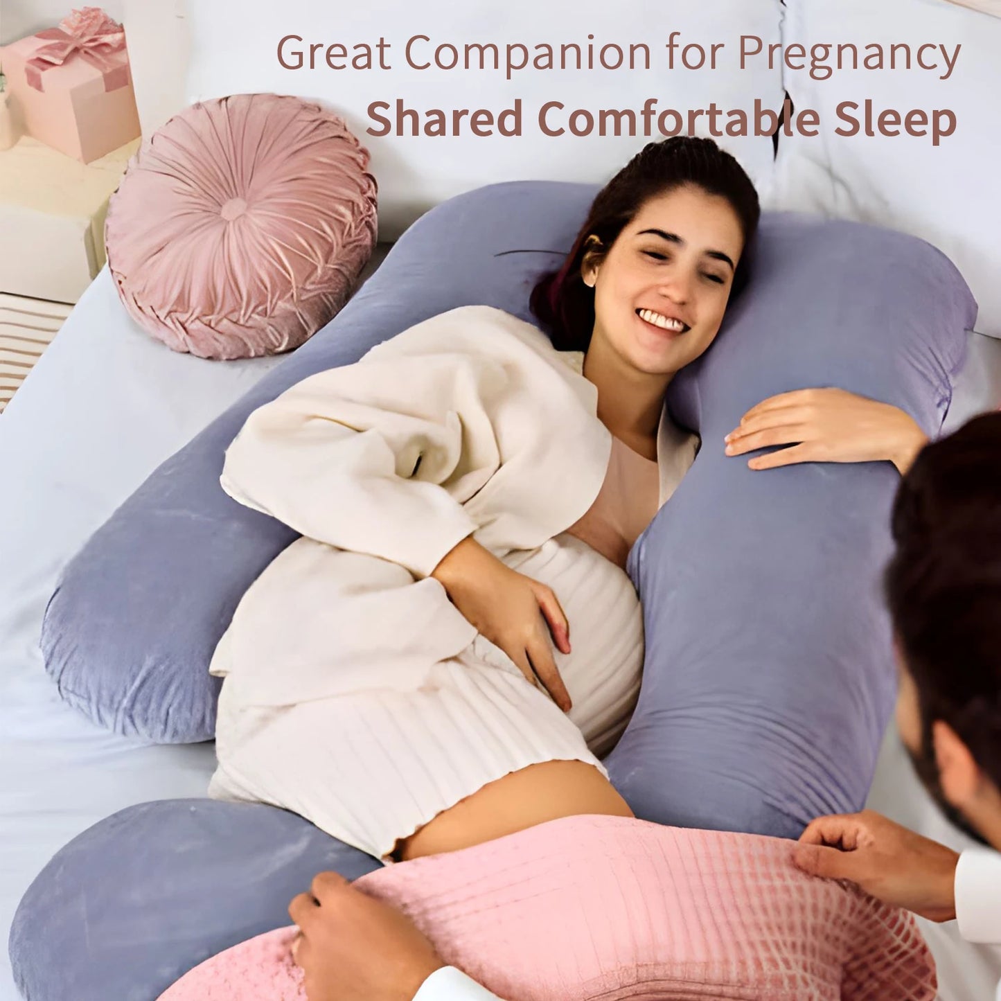 NONECN G Shaped Full Body Pregnancy Pillow With Removable Cover