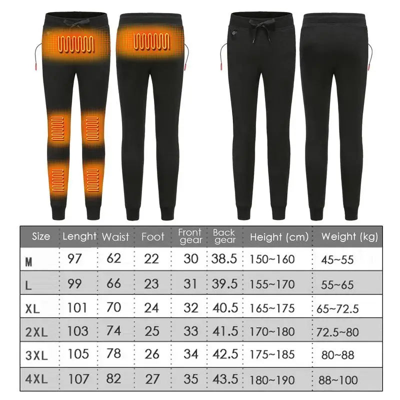 USB Heated Pants For Men Women Warm Base Layer Hiking