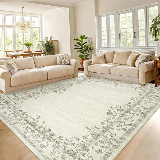 HiMISS Floral Washable Area Rug 100 Percent Polyester Living Room