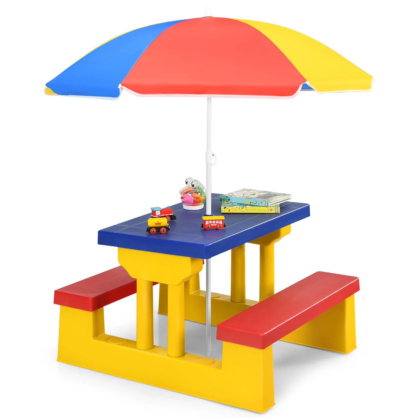 Homasishi Kids Picnic Table With Removable Umbrella Outdoor