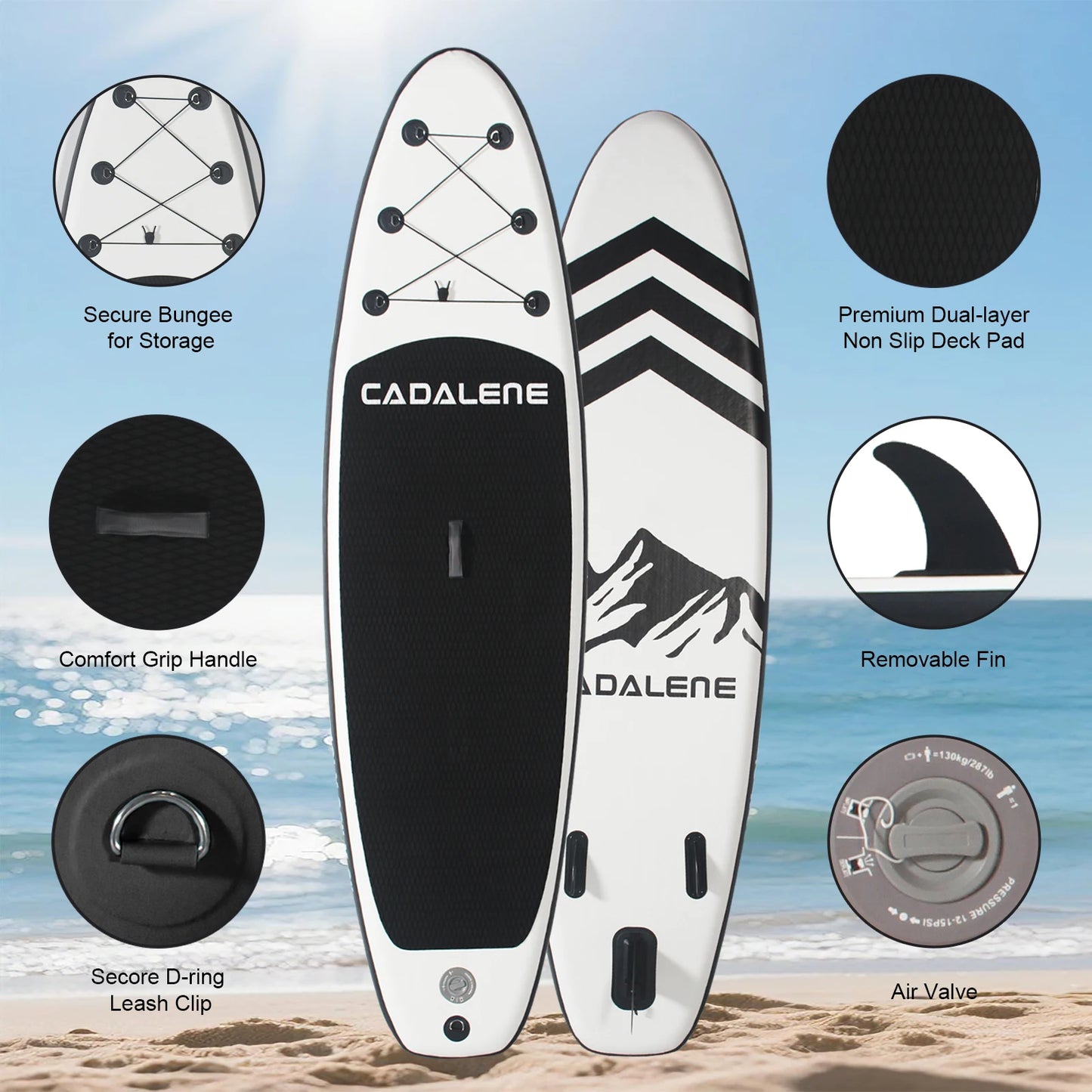 CADALENE Inflatable Stand Up Paddle Board With SUP Accessories