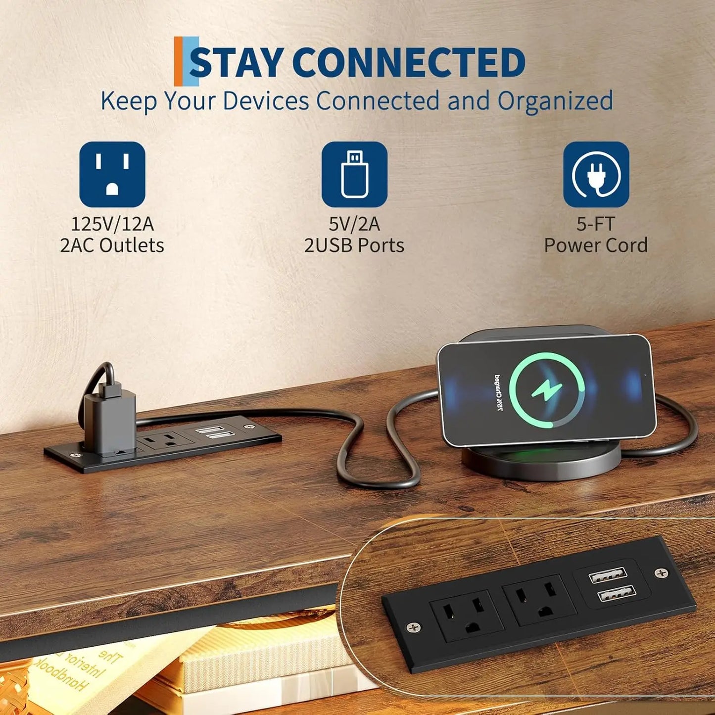 TWISTER.CK TV Stand Entertainment Center With 10 Drawers Power Outlets And LED