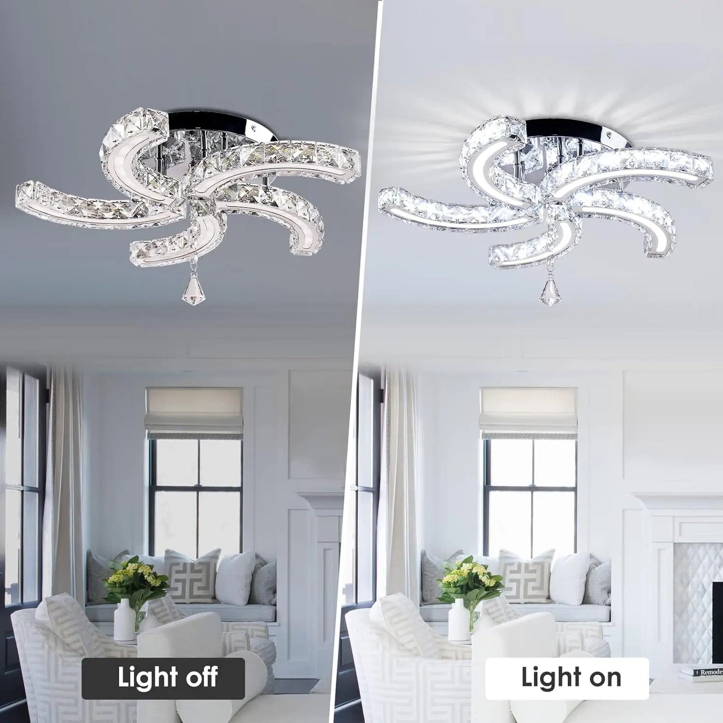 FRIXCHUR Modern Crystal Chandeliers Ceiling Light Fixture