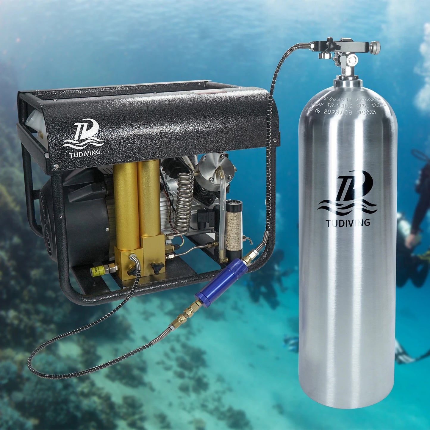TUDIVING 11.1L Aluminum Scuba Tank With DIN Valve For Diving