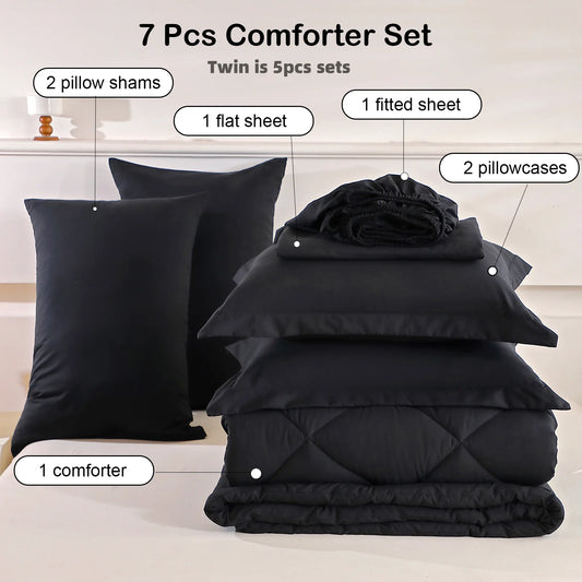 EasYum 7 Piece Bedding Set Quilted Sheets Pillowcases
